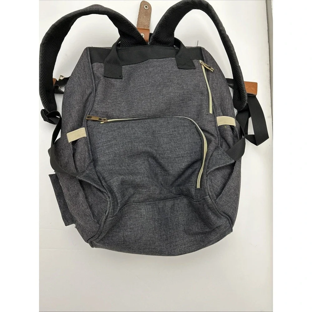 LAND Backpack Diaper Bag Backpack Gray Multi Compartments Zip Canvas‎ SKU 1718